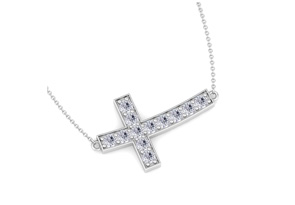 ThyDiamondâ¢ 1 1/5 Carat Diamond Sideways Cross Necklace In 14K White Gold (5 G), 18 Inches (I-J, I1-I2)