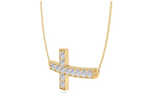 ThyDiamondâ¢ 1 1/5 Carat Diamond Sideways Cross Necklace In 14K Yellow Gold (5 G), 18 Inches (I-J, I1-I2)