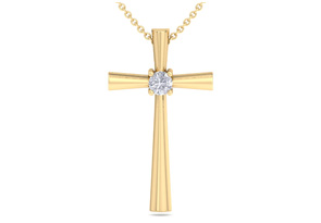 ThyDiamondâ¢ 1/5 Carat Diamond Cross Necklace In 14K Yellow Gold (4.3 G), 18 Inches (I-J, I1-I2)