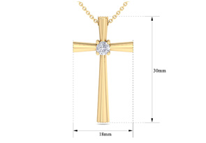 ThyDiamondâ¢ 1/5 Carat Diamond Cross Necklace In 14K Yellow Gold (4.3 G), 18 Inches (I-J, I1-I2)