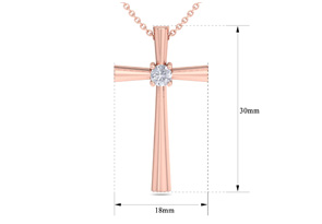 ThyDiamondâ¢ 1/5 Carat Diamond Cross Necklace In 14K Rose Gold (4.3 G), 18 Inches (I-J, I1-I2)