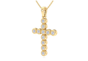 ThyDiamondâ¢ 1/5 Carat Diamond Cross Necklace In 14K Yellow Gold (2.85 G), 18 Inches (I-J, I1-I2)
