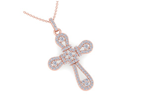 ThyDiamondâ¢ 1/2 Carat Diamond Cross Necklace In 14K Rose Gold (2.85 G), 18 Inches (I-J, I1-I2)