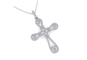 ThyDiamondâ¢ 1 Carat Diamond Cross Necklace In 14K White Gold (2.85 G), 18 Inches (I-J, I1-I2)