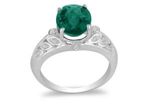 1 3/4 Carat Oval Shape Emerald Cut & Diamond Ring In 14K White Gold, I/J By SuperJeweler