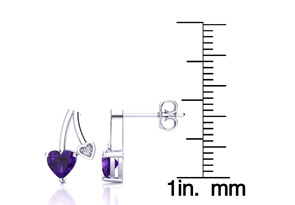 3/4 Carat Amethyst & Diamond Heart Earrings In 10k White Gold (1.50 G), I/J By SuperJeweler