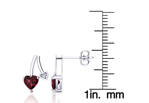 3/4 Carat Garnet & Diamond Heart Earrings In 10k White Gold (1.50 G), I/J By SuperJeweler