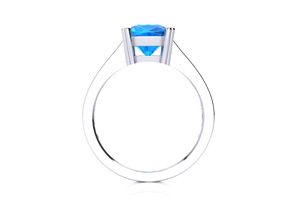 2 Carat Cushion Cut Blue Topaz & Diamond Ring In 10K White Gold (2.50 G), I/J By SuperJeweler