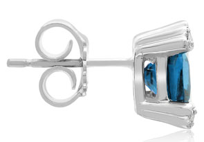 2 Carat Cushion Cut Blue Topaz & Diamond Earrings In 10k White Gold (1.6 G), I/J By SuperJeweler