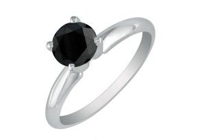 2 Carat Black Diamond Solitaire Ring In 14K White Gold (2.2 G) By SuperJeweler