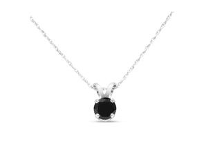 1/4 Carat Black Diamond Solitaire Pendant Necklace In 14k White Gold (0.8 G), 18 Inch Chain By SuperJeweler