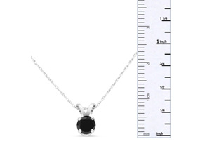 1/4 Carat Black Diamond Solitaire Pendant Necklace In 14k White Gold (0.8 G), 18 Inch Chain By SuperJeweler