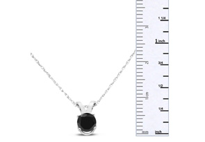 1/3 Carat Black Diamond Solitaire Pendant Necklace In 14k White Gold (1 G), 18 Inch Chain By SuperJeweler