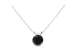 1/2 Carat Black Diamond Solitaire Pendant Necklace In 14k White Gold (1 G), 18 Inch Chain By SuperJeweler