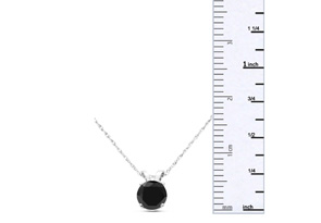 1/2 Carat Black Diamond Solitaire Pendant Necklace In 14k White Gold (1 G), 18 Inch Chain By SuperJeweler
