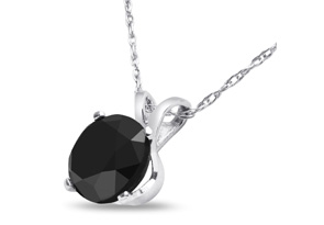 1 Carat Black Diamond Solitaire Pendant Necklace In 14k White Gold (1.4 G), 18 Inch Chain By SuperJeweler