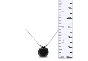 1 Carat Black Diamond Solitaire Pendant Necklace In 14k White Gold (1.4 G), 18 Inch Chain By SuperJeweler