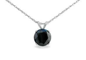 1.5 Carat Black Diamond Solitaire Pendant Necklace In 14k White Gold (1.4 G), 18 Inch Chain By SuperJeweler