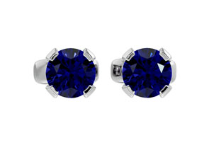 0.60 Carat Blue Sapphire Stud Earrings In 14K White Gold (0.3 G) FIlled By SuperJeweler