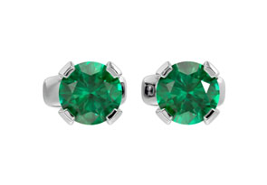 1/2 Carat Emerald Stud Earrings In 14K White Gold (0.3 G) FIlled By SuperJeweler