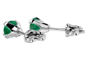 1/2 Carat Emerald Stud Earrings In 14K White Gold (0.3 G) FIlled By SuperJeweler