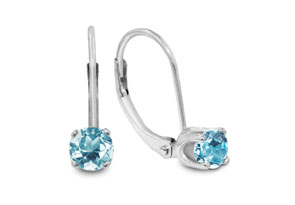 1/2 Carat Solitaire Aquamarine Leverback Earrings, 14k White Gold (1.1 G) By SuperJeweler