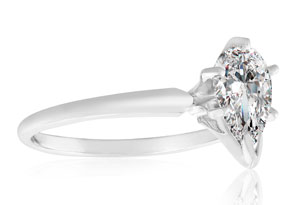 1 Carat Pear Shape Diamond Solitaire Ring In 14K White Gold (H-I, SI2-I1) By SuperJeweler