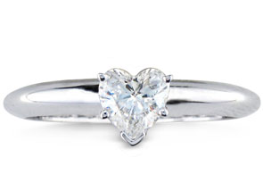 1/2 Carat Heart Shape Diamond Solitaire Ring In 14K White Gold (1.7 G) (H-I, SI2-I1) By SuperJeweler
