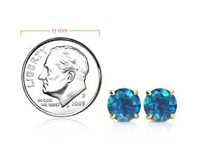 2 Carat Blue Diamond Stud Earrings In 14K Yellow Gold By SuperJeweler