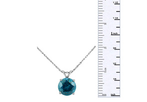 1.5 Carat Blue Diamond Solitaire Pendant Necklace, 14k White Gold (1.4 G), 18 Inch Chain By SuperJeweler