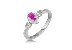1/2 Carat Created Pink Sapphire & Diamond Ring In Sterling Silver, I/J By SuperJeweler