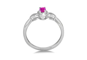 1/2 Carat Created Pink Sapphire & Diamond Ring In Sterling Silver, I/J By SuperJeweler
