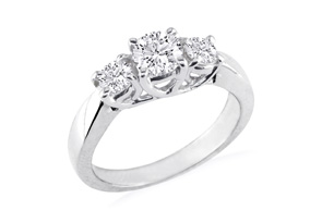 1/4 Carat Three Diamond Engagement Ring In 14k White Gold (H-I, SI2-I1) By SuperJeweler