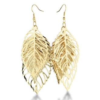 dangle leaf earrings gold delicate trio lightweight tone inches superjeweler