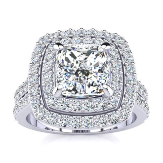 2. 2.50-carat Halo Engagement Ring with a 1.50-carat Cushion Cut Center Diamond in 14k White Gold