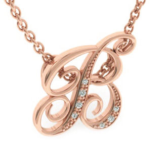 Initial Necklace | B Initial Necklace | Rose Gold Serif B Initial ...