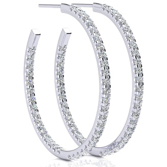 2CT DIAMOND HOOP EARRINGS IN 14K WHITE GOLD