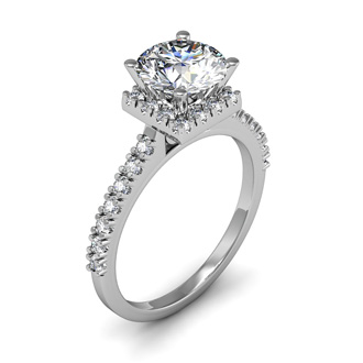 Halo Engagement Rings | 2.00 Carat Square Halo With Round Brilliant ...