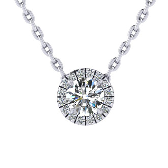 7/8CT DIAMOND HALO CENTER OF THE UNIVERSE NECKLACE IN 14K WHITE GOLD