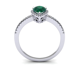 Emerald Ring | May Birthstone | 3/4ct Pear Cut Emerald and Halo Diamond ...