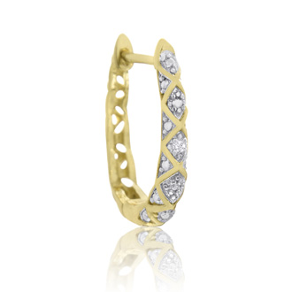Delicately Embellished Diamond Hoop Earrings Gold Overlay Superjeweler Com