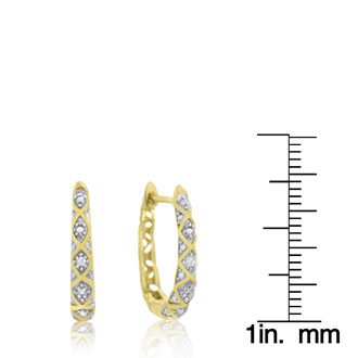 Delicately Embellished Diamond Hoop Earrings Gold Overlay Superjeweler Com