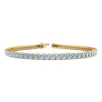Blue Gemstones Aquamarine Bracelet March Birthstone 7 Inch 4 7 Inch 4 Carat Aquamarine Tennis Bracelet In 14k Yellow Gold