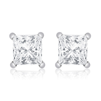 Diamond Stud Earrings | 1ct Princess Cut Diamond Stud Earrings in 14k ...