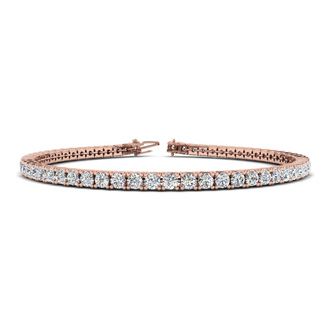 7 INCH 14K ROSE GOLD 3 CARAT DIAMOND TENNIS BRACELET