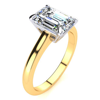 2 Carat Emerald Cut Diamond Solitaire Ring In 14K Yellow Gold ...