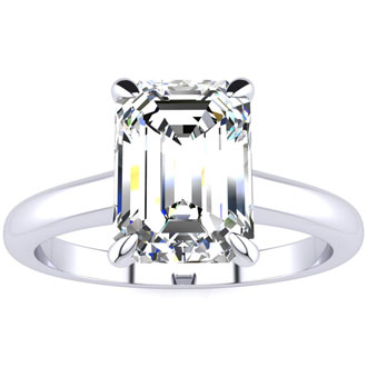 2 Carat Emerald Cut Diamond Solitaire Ring In 14K White Gold | SuperJeweler