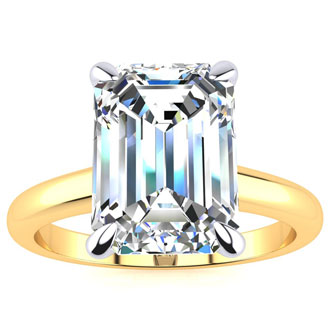 3 Carat Emerald Cut Diamond Solitaire Ring In 14K Yellow Gold ...