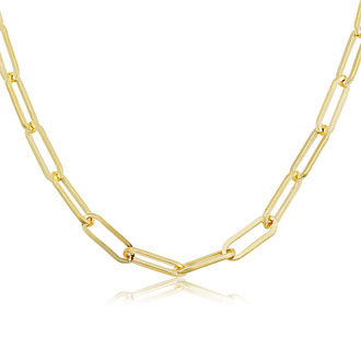 2.5mm Paperclip Chain Necklace, 20 Inches, Yellow Gold | SuperJeweler