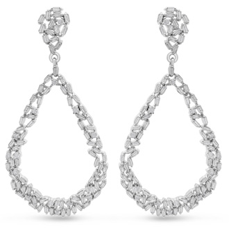Diamond Drop Earrings | 2 Carat Baguette Diamond Drop Earrings In ...